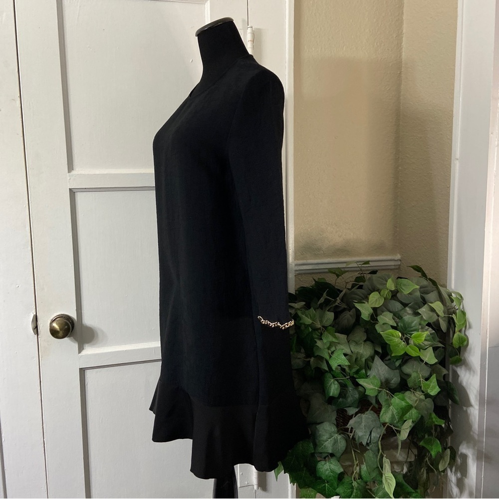 Zara Basic Collection Black Ruffled Hem Chain Cuf… - image 2